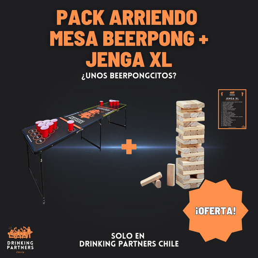 OFERTA ARRIENDO Pack Mesa Beerpong + Jenga XL