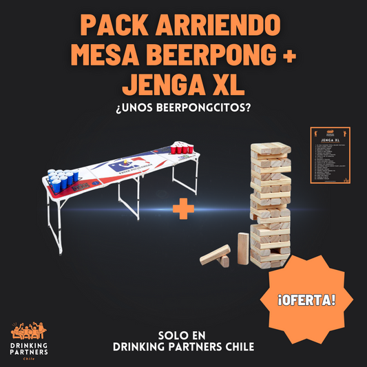 OFERTA ARRIENDO Pack Mesa Beerpong + Jenga XL